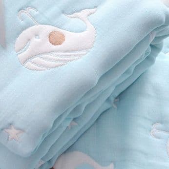 ガーゼケット ふわふわ夢心地 刺繍入りガーゼケット