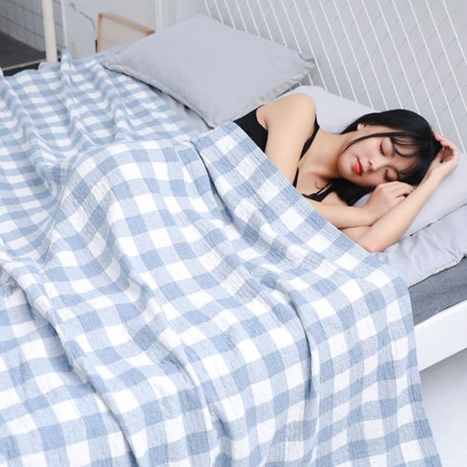 ガーゼケット 一年中快適 格子柄ガーゼケット