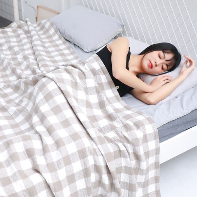 ガーゼケット 一年中快適 格子柄ガーゼケット