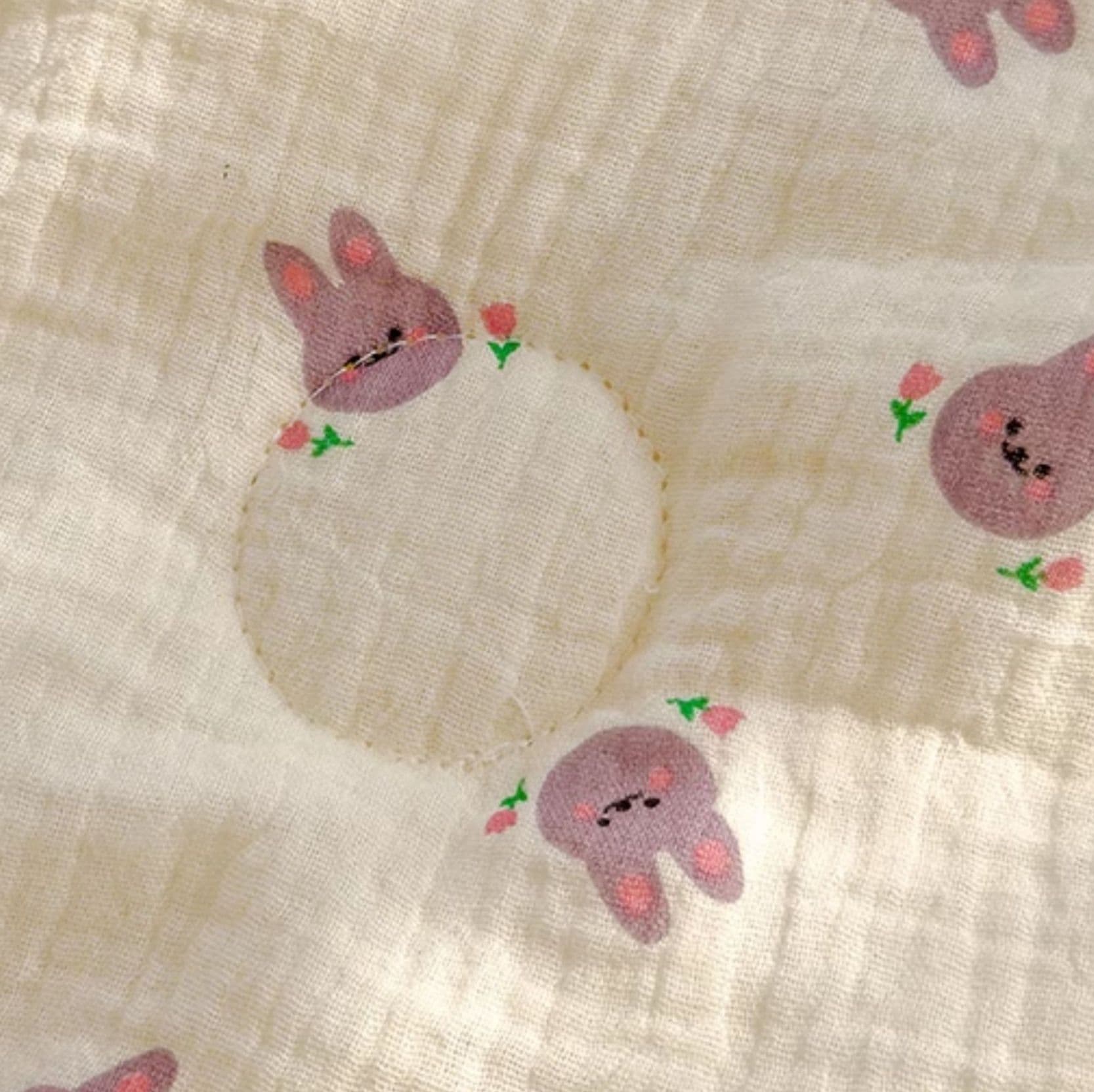うさぎ模様のやさしい肌触りガーゼケット