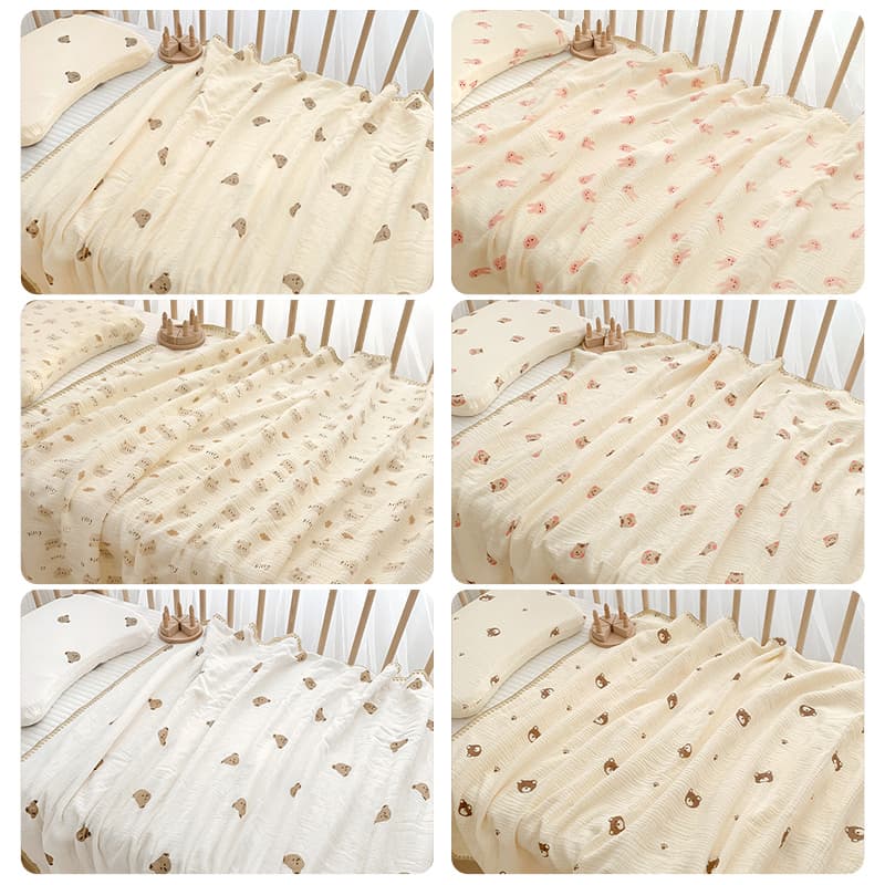 優しい花柄のふんわりガーゼケット
