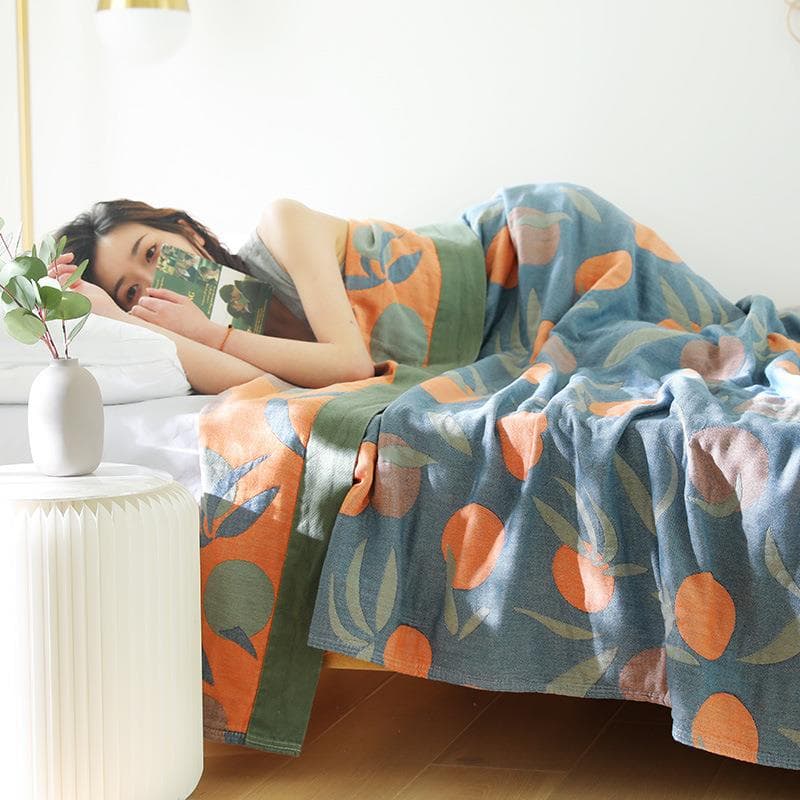 ガーゼケット 優しい眠りの果実柄ガーゼケット