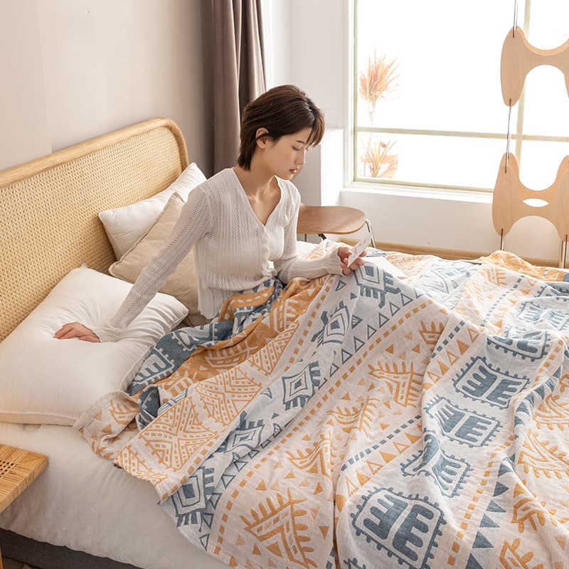 ガーゼケット 民族模様で彩る 優しい眠りのガーゼケット
