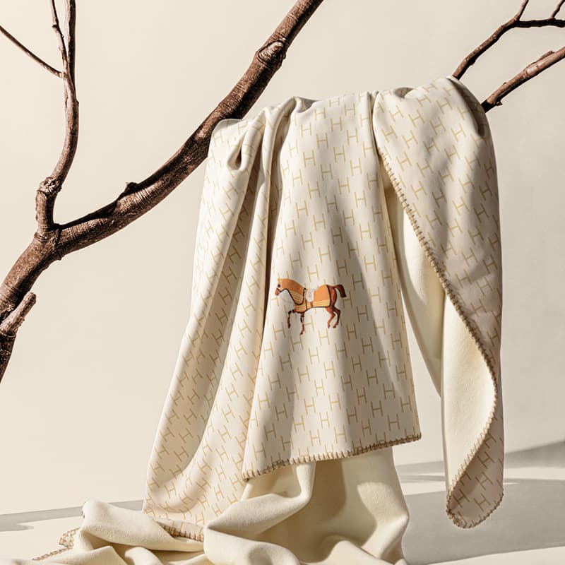 リュクス馬柄刺繍ガーゼケット